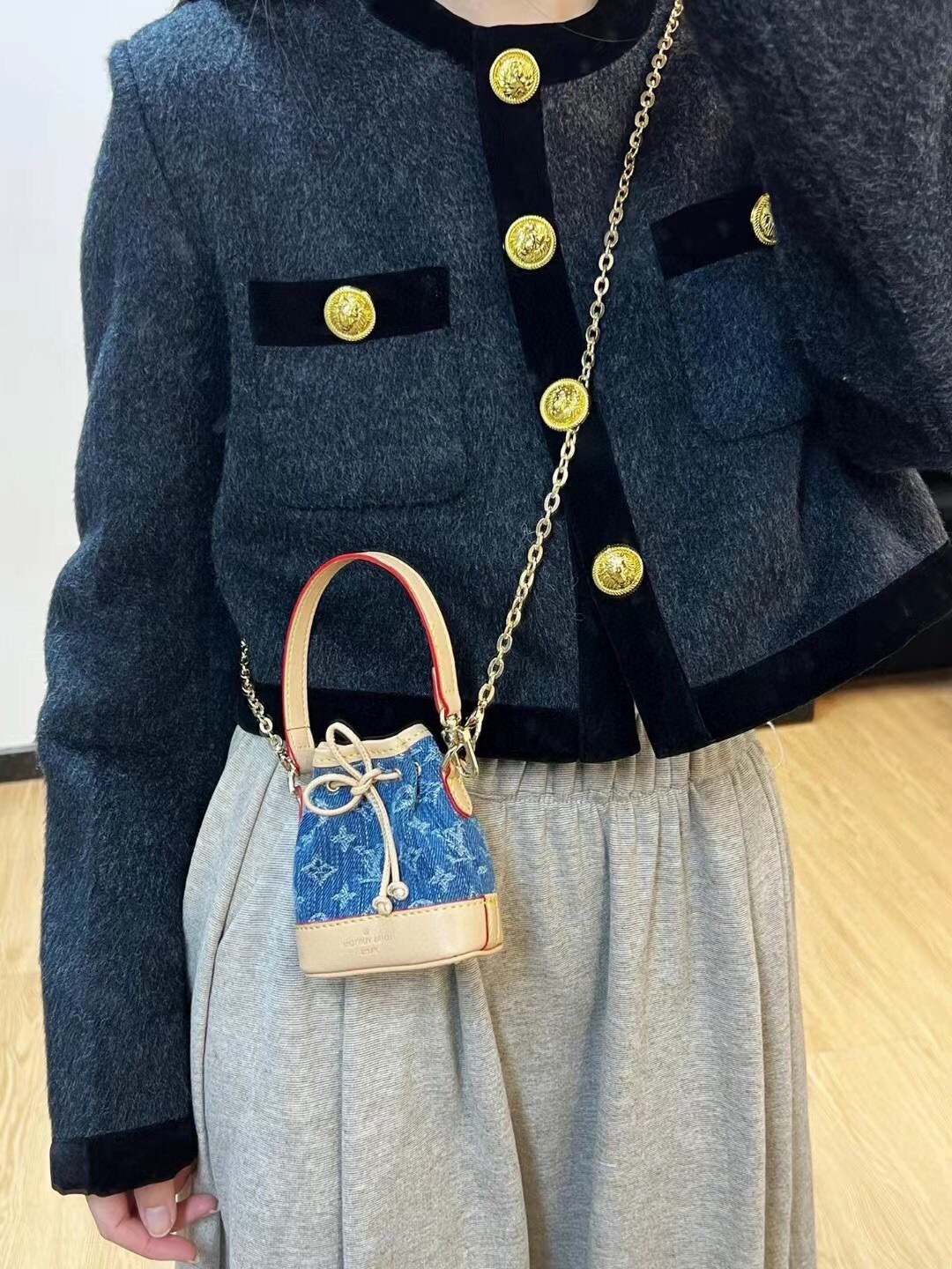 配链条❗️新品❗️ MICRO NOE 包饰 斜挎mini包包钥匙扣 Louis Vuitton 路易威登lv迷你牛仔水