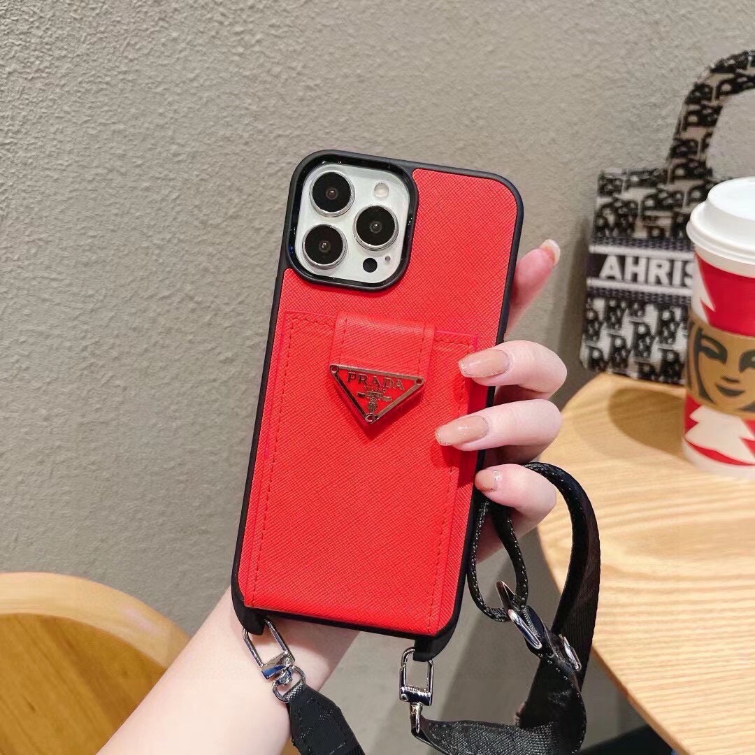 🔥PRADA▼普拉达 卡包斜挎 ➕套件  金属Logo十字纹皮革软边全包手机壳，官网同步发售 型号：为了不出现报错型号，