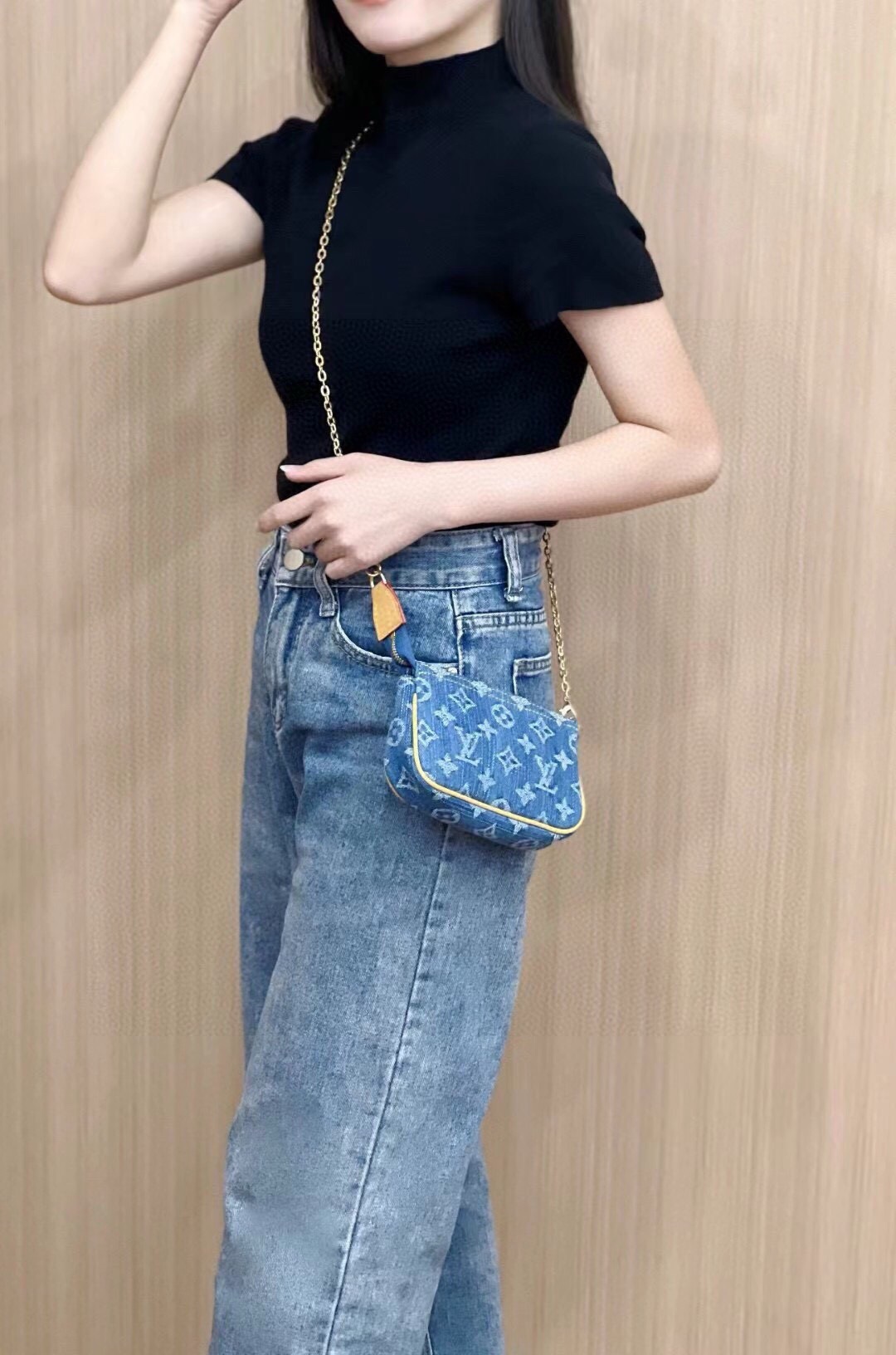 ➕配斜挎长链❗️新品❗️☀️Louis Vuitton 路易威登lv迷你牛仔麻将包 手机包 钥匙扣 可斜挎 手提  尺寸