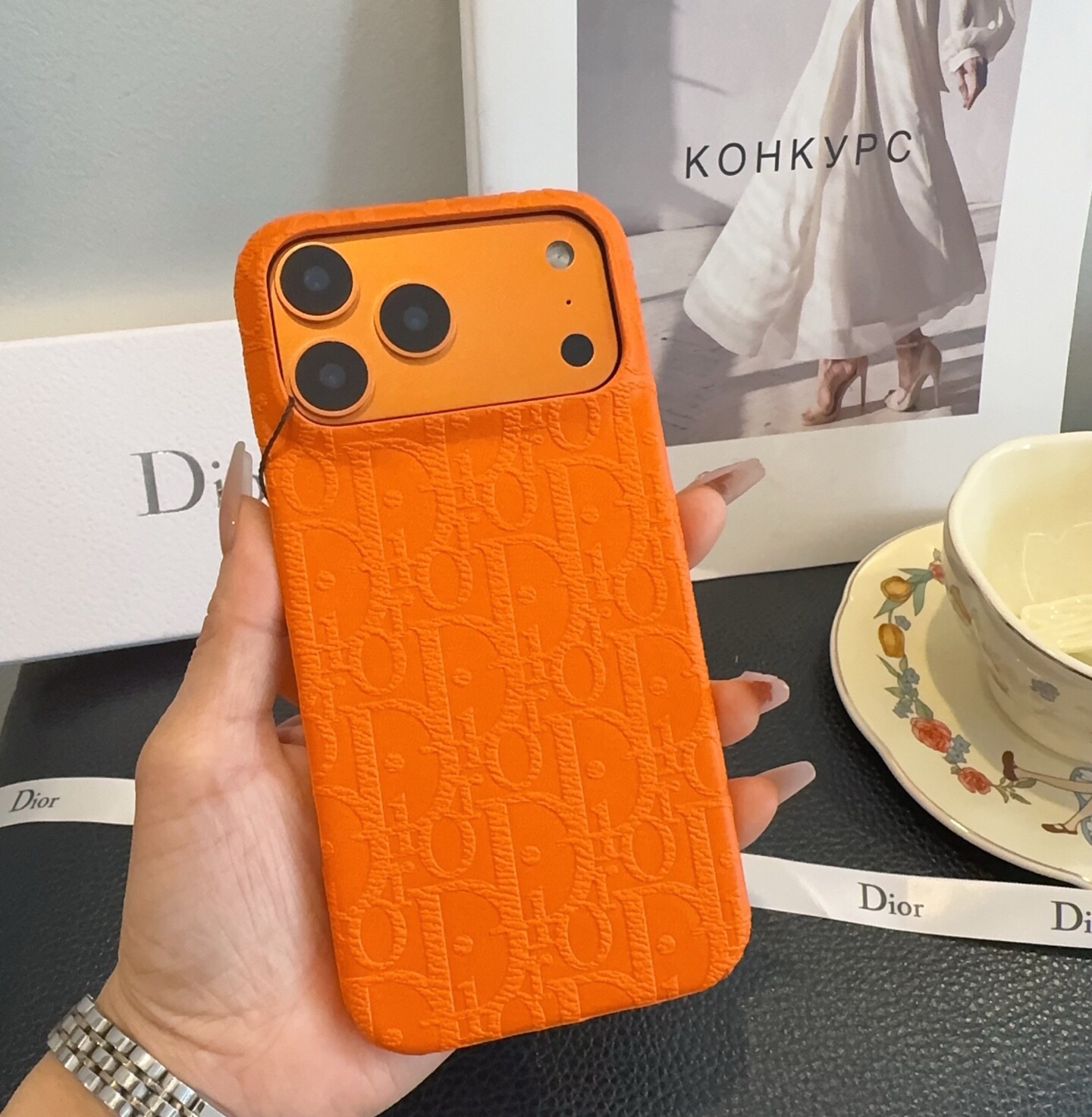 🔥星宇橙系列 Dior压花iPhone手机壳  官网原版皮➕原版素材，经典高端[强] 型号：为了不出现报错型号，请打开本