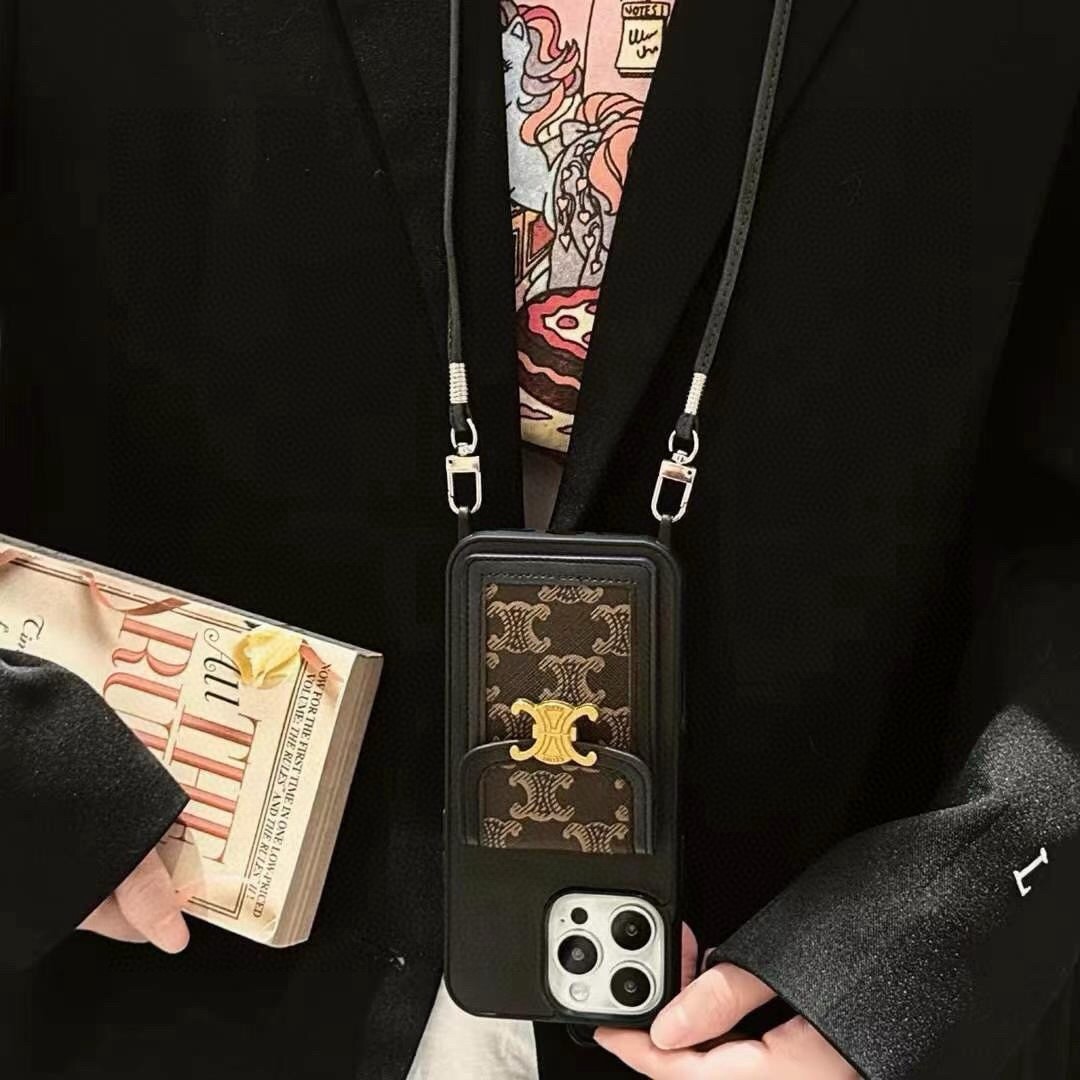 ✨💠Celine•赛琳斜挎插卡手机壳 全包卡包手机壳 挂绳🉑拆卸 型号：为了不出现报错型号，请打开本机查看手机设置显示的