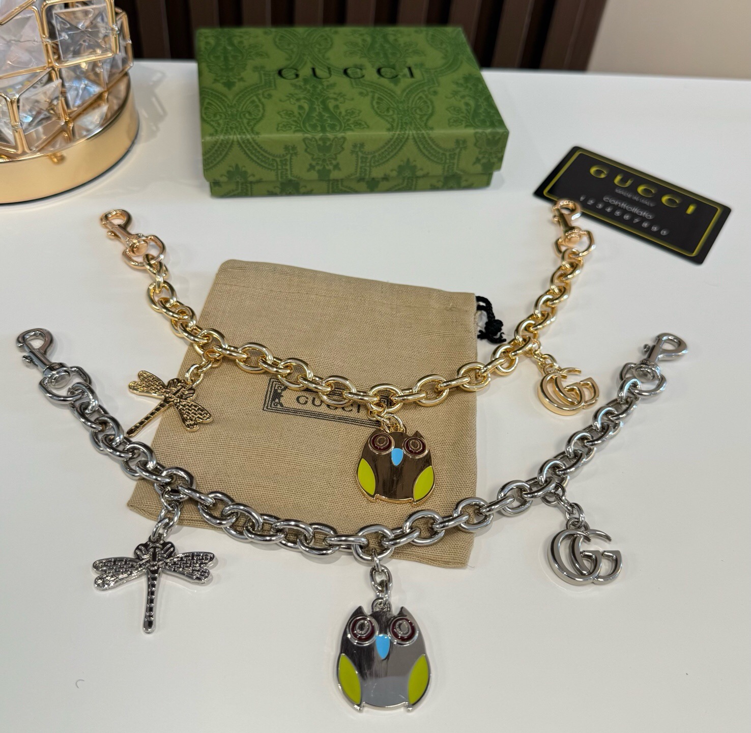 Gucci 古驰包包链条 钥匙扣 包包延长链 挂件挂饰  ☀️俏皮可爱的手袋挂饰 猫头鹰🦉造型设计
