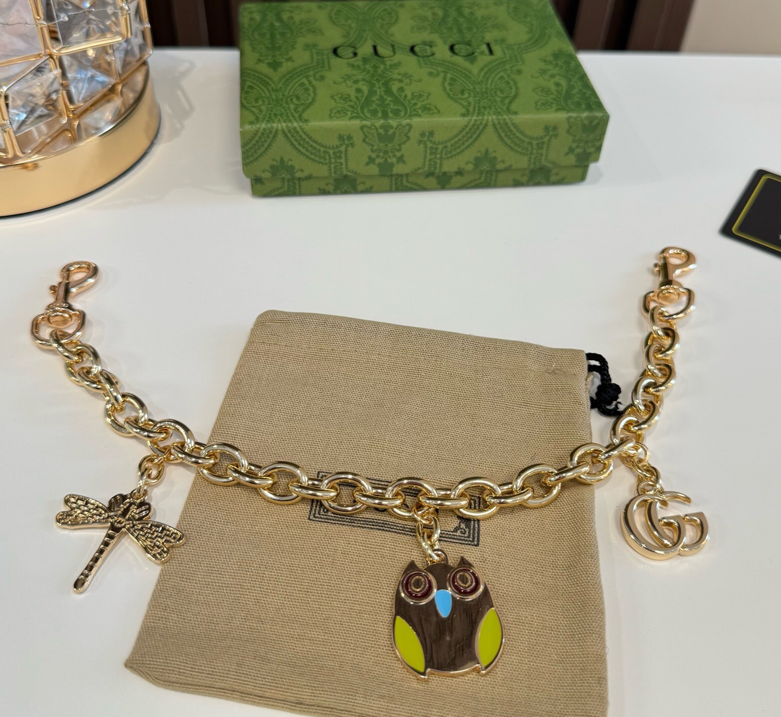 Gucci 古驰包包链条 钥匙扣 包包延长链 挂件挂饰  ☀️俏皮可爱的手袋挂饰 猫头鹰🦉造型设计
