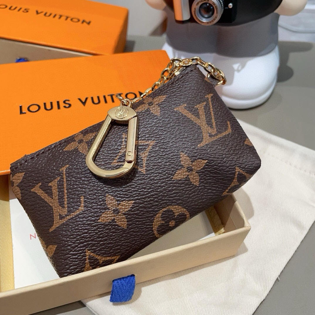 LV零钱包卡包 挂饰☀️Louis Vuitton 路易威登lv钥匙扣钥匙包卡包PU材质 原版logo 可放卡片 零钱 