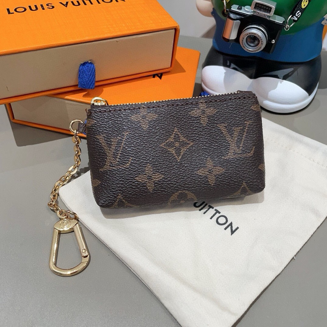 LV零钱包卡包 挂饰☀️Louis Vuitton 路易威登lv钥匙扣钥匙包卡包PU材质 原版logo 可放卡片 零钱 