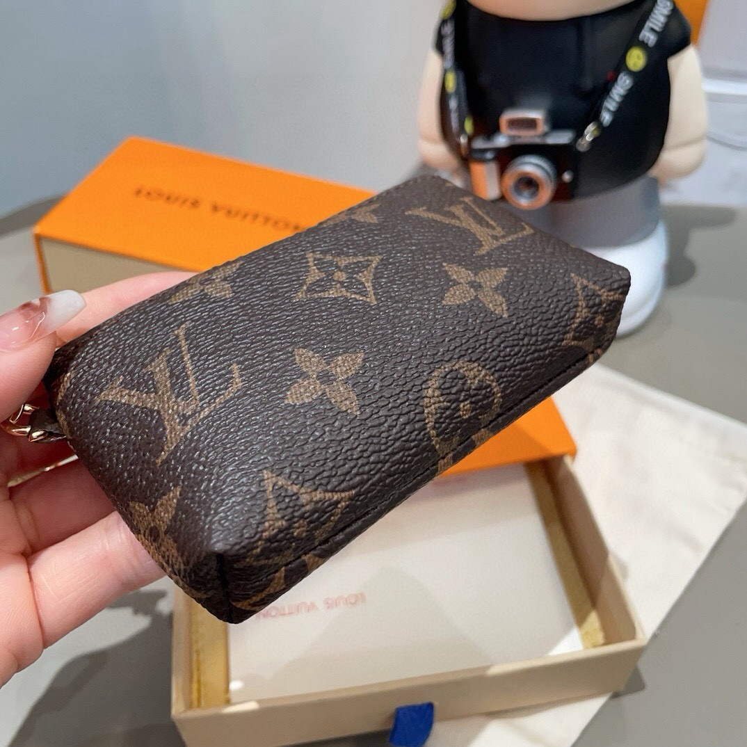 LV零钱包卡包 挂饰☀️Louis Vuitton 路易威登lv钥匙扣钥匙包卡包PU材质 原版logo 可放卡片 零钱 