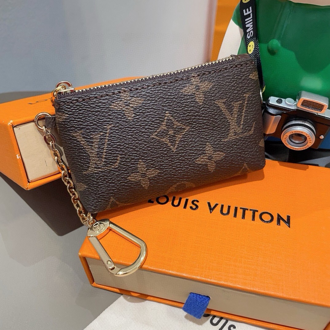 LV零钱包卡包 挂饰☀️Louis Vuitton 路易威登lv钥匙扣钥匙包卡包PU材质 原版logo 可放卡片 零钱 