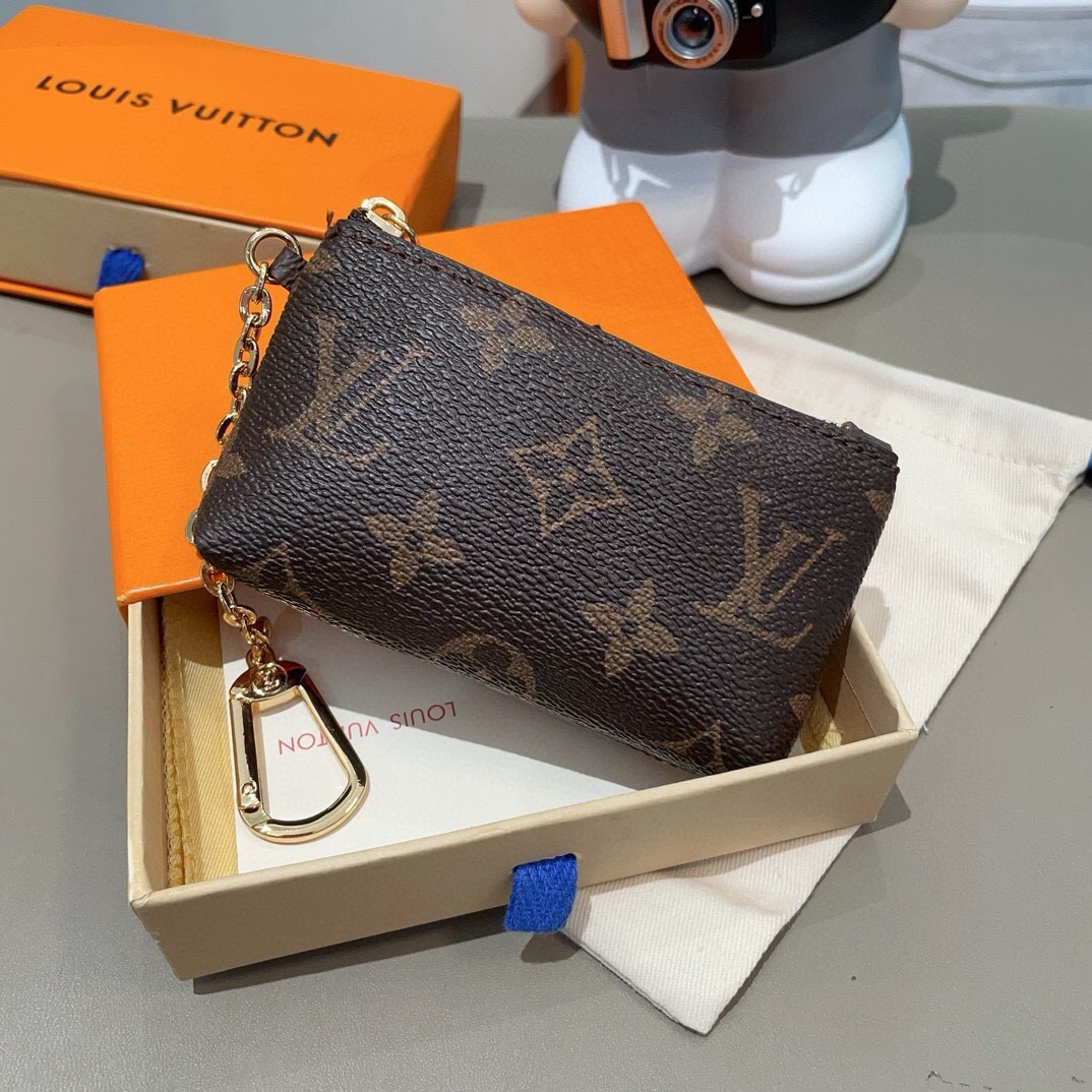 LV零钱包卡包 挂饰☀️Louis Vuitton 路易威登lv钥匙扣钥匙包卡包PU材质 原版logo 可放卡片 零钱 