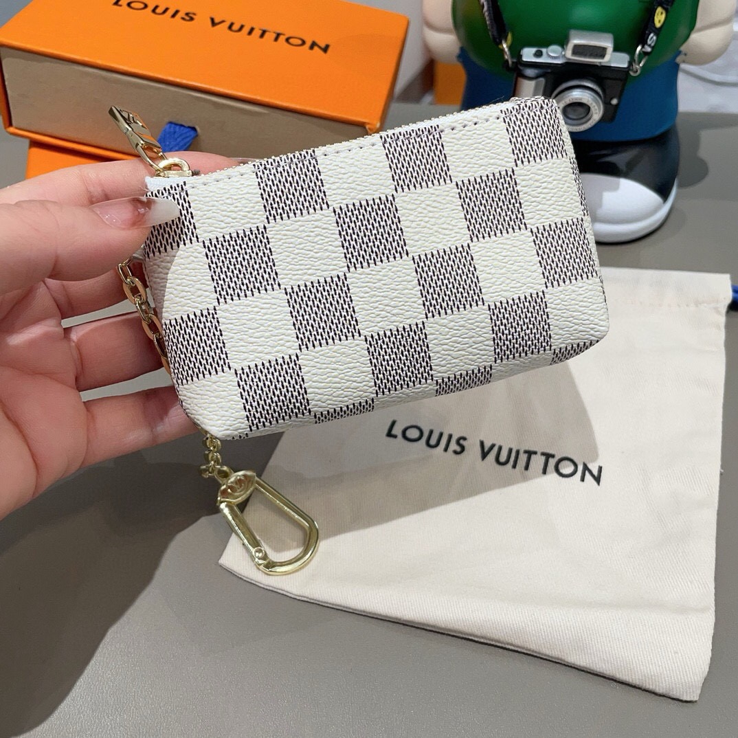 LV零钱包卡包 挂饰☀️Louis Vuitton 路易威登lv钥匙扣钥匙包卡包PU材质 原版logo 可放卡片 零钱 