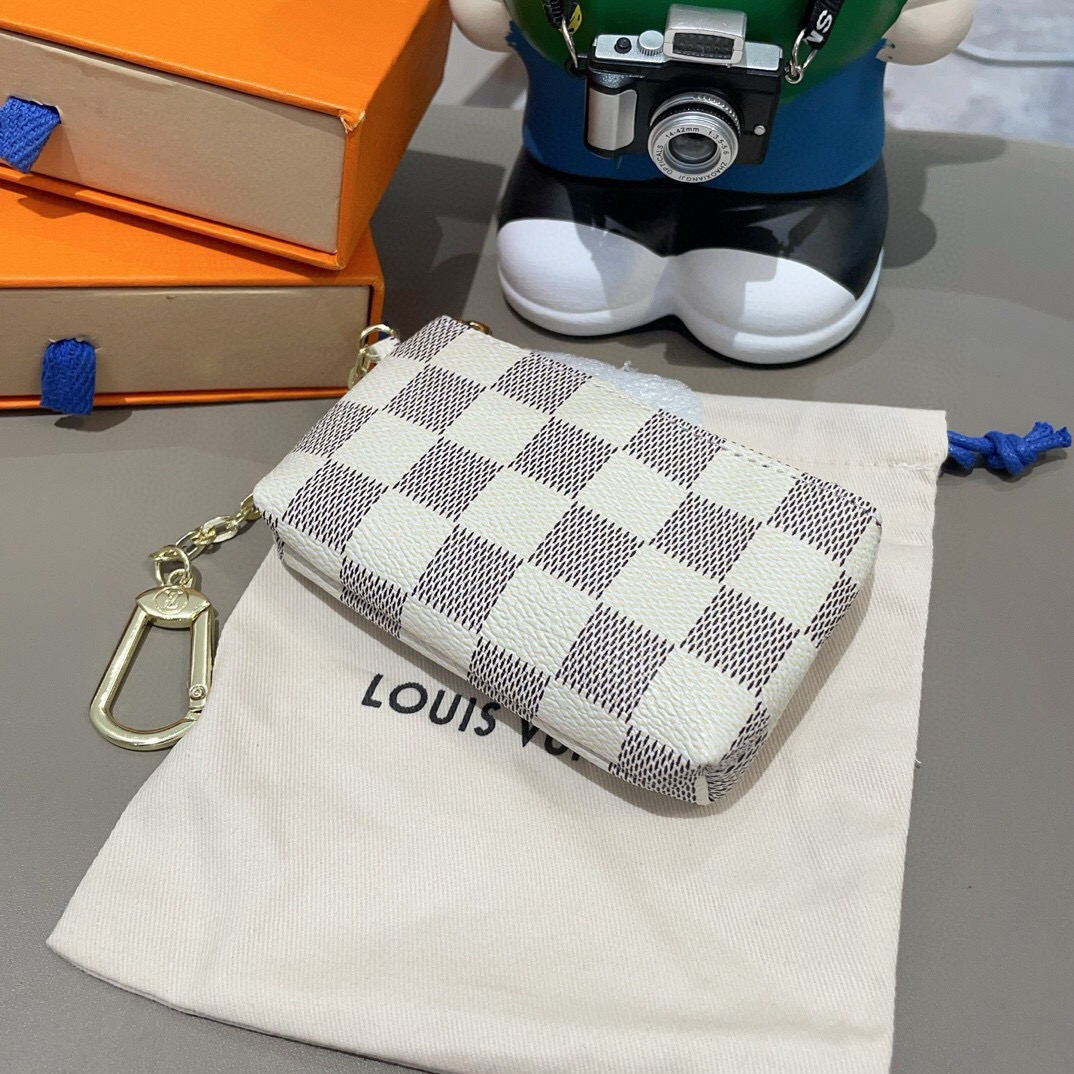 LV零钱包卡包 挂饰☀️Louis Vuitton 路易威登lv钥匙扣钥匙包卡包PU材质 原版logo 可放卡片 零钱 