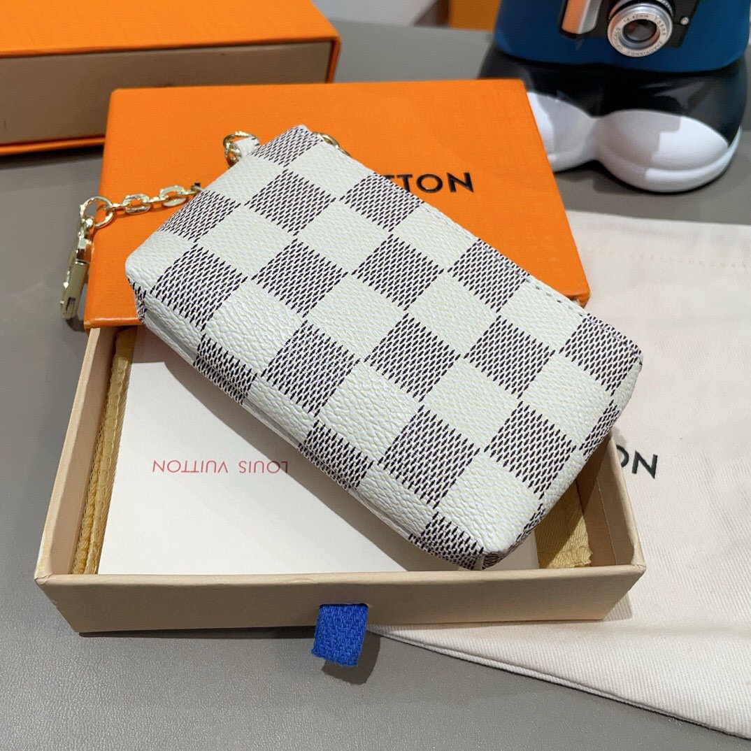 LV零钱包卡包 挂饰☀️Louis Vuitton 路易威登lv钥匙扣钥匙包卡包PU材质 原版logo 可放卡片 零钱 