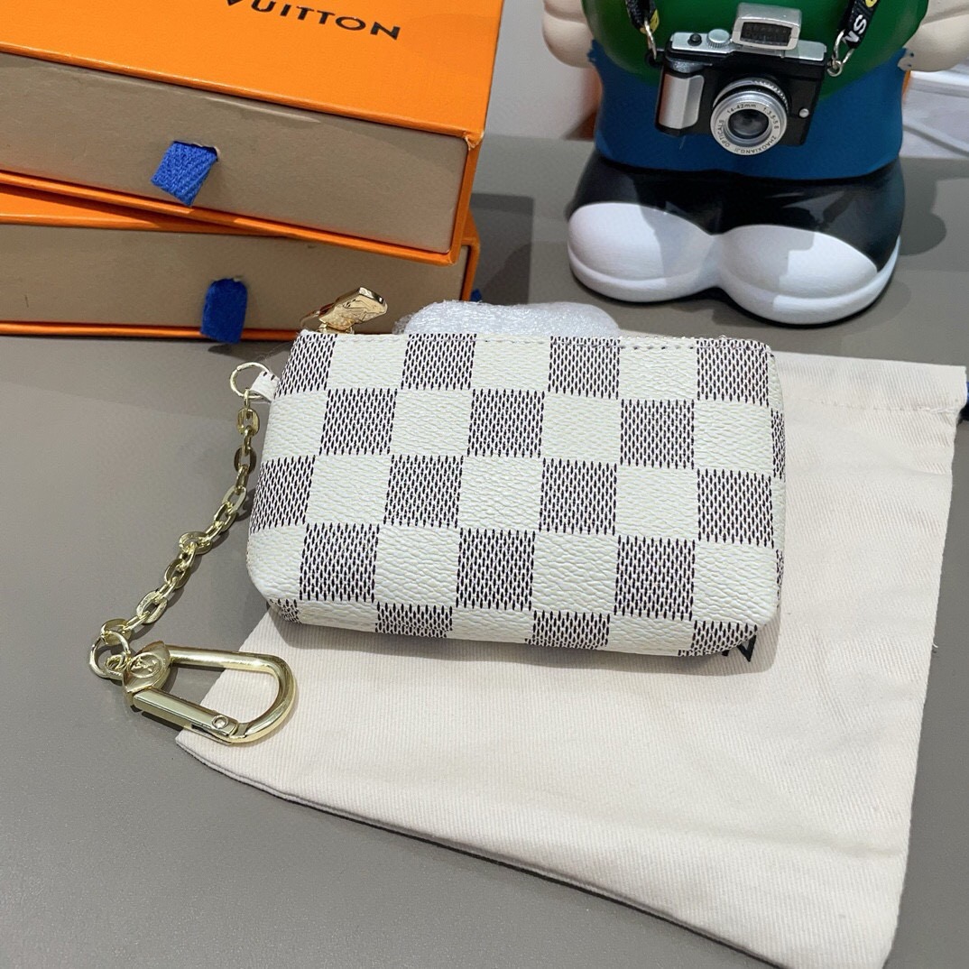 LV零钱包卡包 挂饰☀️Louis Vuitton 路易威登lv钥匙扣钥匙包卡包PU材质 原版logo 可放卡片 零钱 