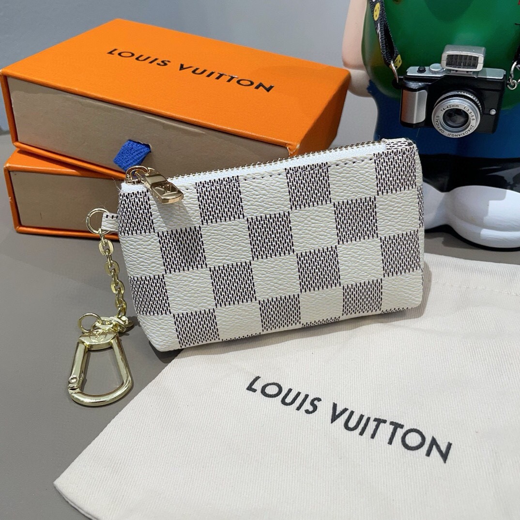 LV零钱包卡包 挂饰☀️Louis Vuitton 路易威登lv钥匙扣钥匙包卡包PU材质 原版logo 可放卡片 零钱 