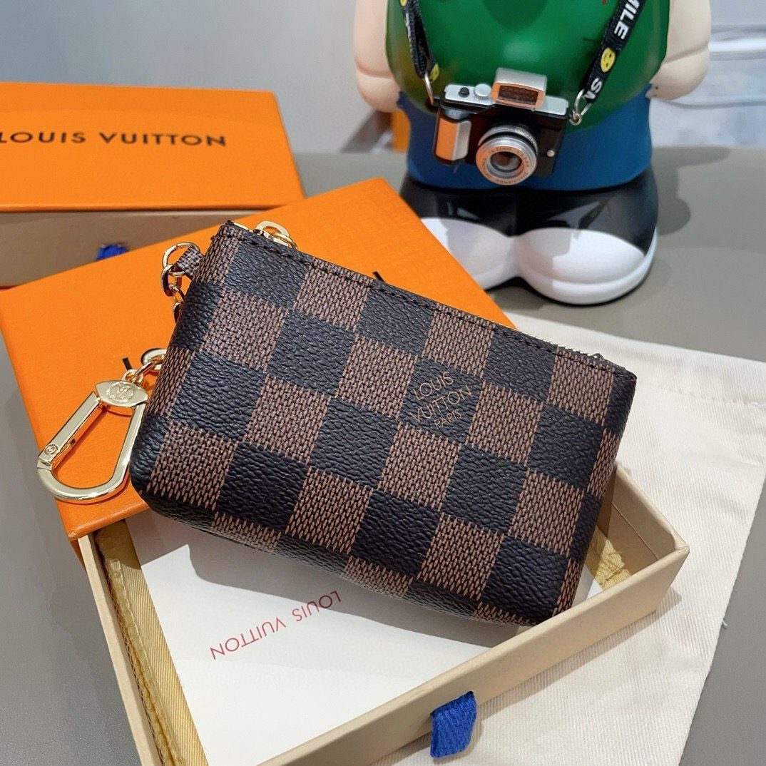 LV零钱包卡包 挂饰☀️Louis Vuitton 路易威登lv钥匙扣钥匙包卡包PU材质 原版logo 可放卡片 零钱 