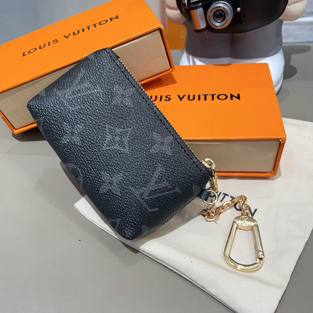 LV零钱包卡包 挂饰☀️Louis Vuitton 路易威登lv钥匙扣钥匙包卡包PU材质 原版logo 可放卡片 零钱 