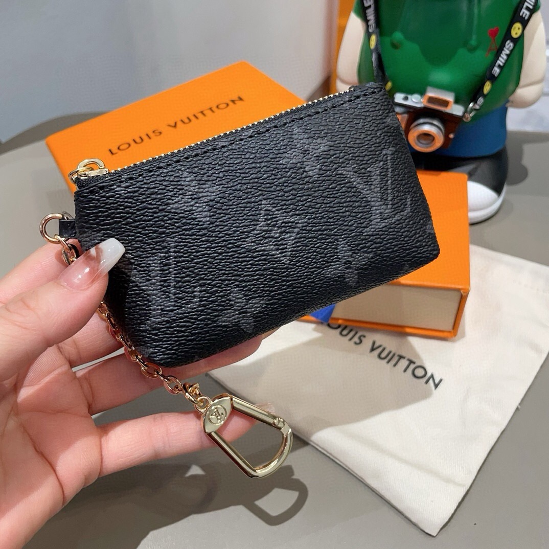 LV零钱包卡包 挂饰☀️Louis Vuitton 路易威登lv钥匙扣钥匙包卡包PU材质 原版logo 可放卡片 零钱 