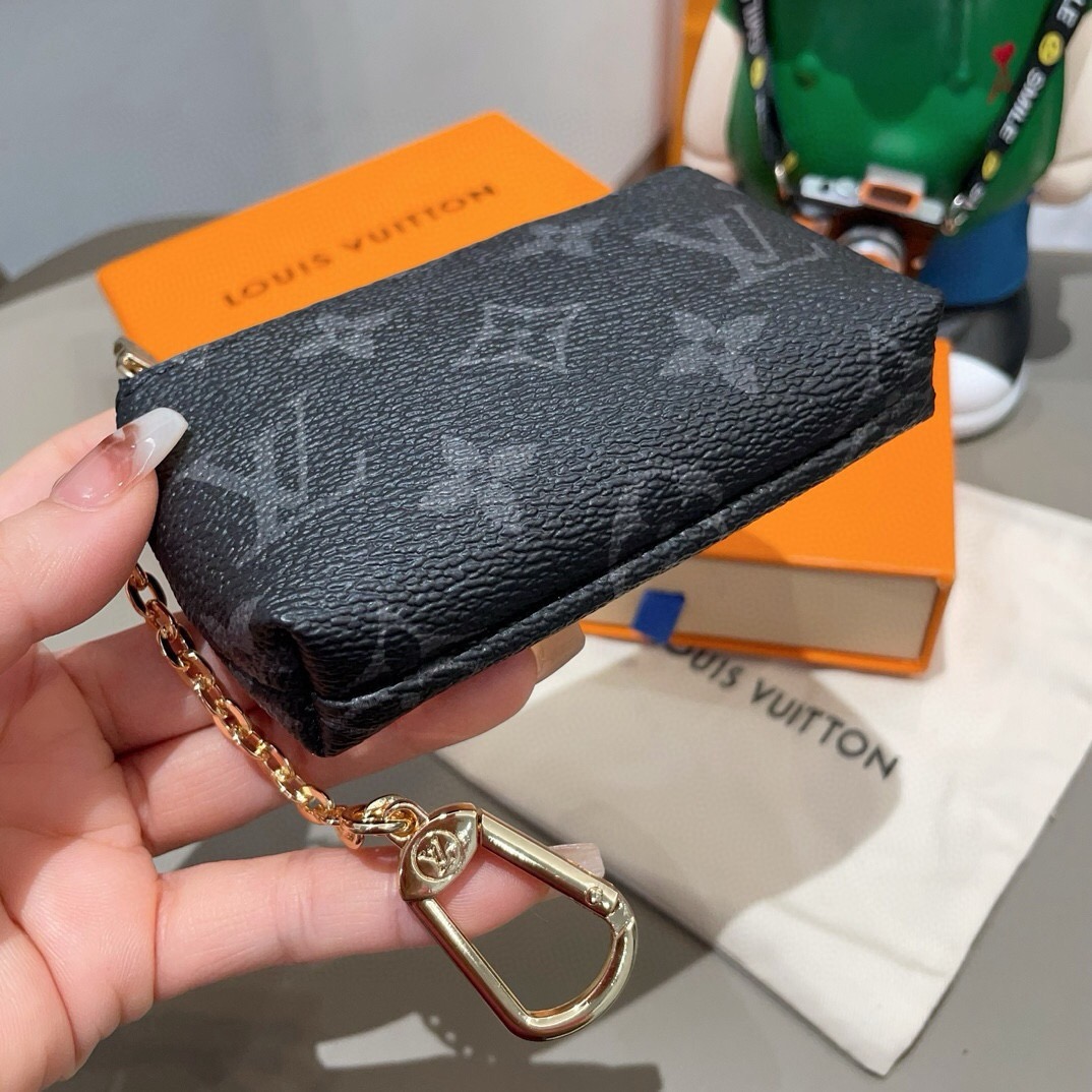 LV零钱包卡包 挂饰☀️Louis Vuitton 路易威登lv钥匙扣钥匙包卡包PU材质 原版logo 可放卡片 零钱 