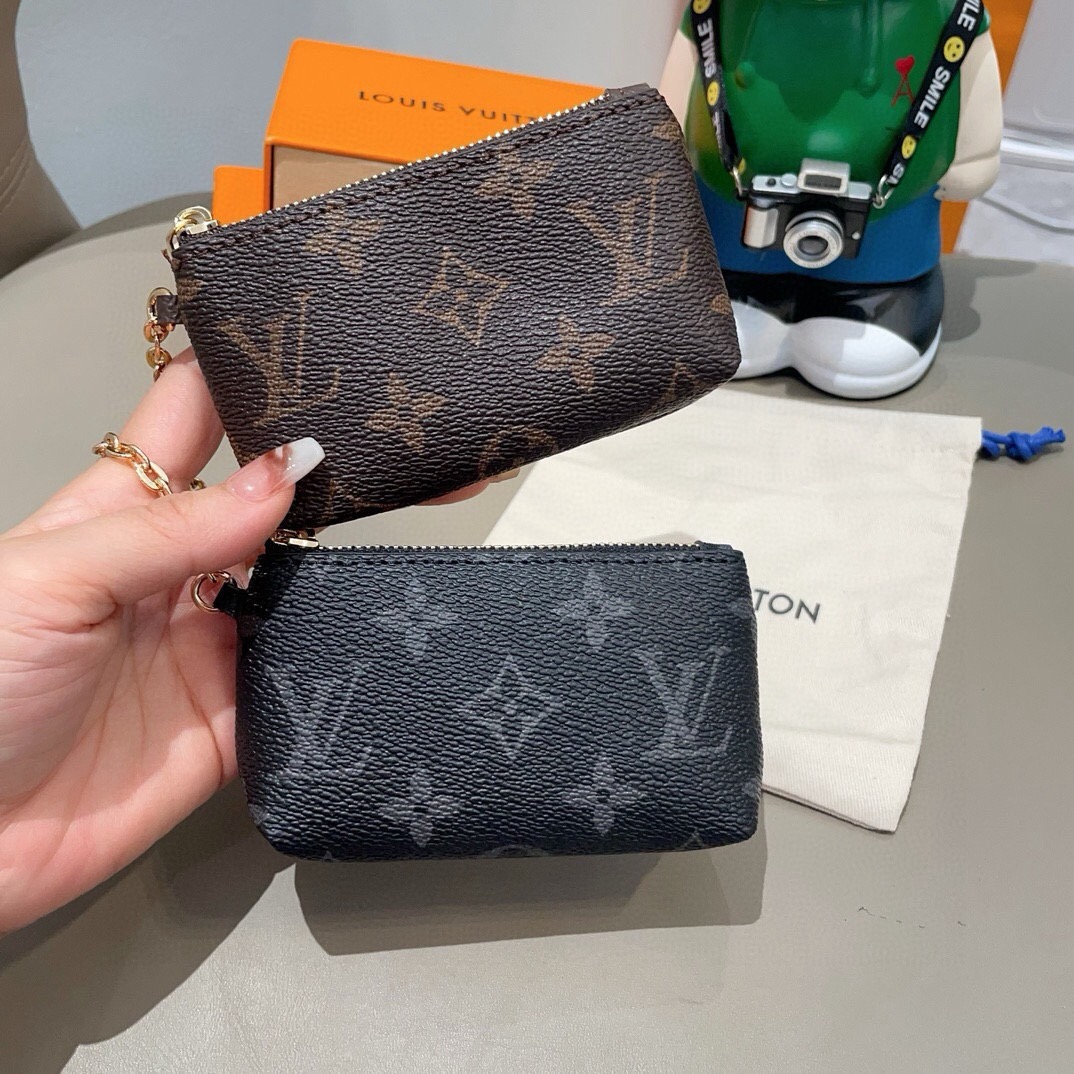 LV零钱包卡包 挂饰☀️Louis Vuitton 路易威登lv钥匙扣钥匙包卡包PU材质 原版logo 可放卡片 零钱 