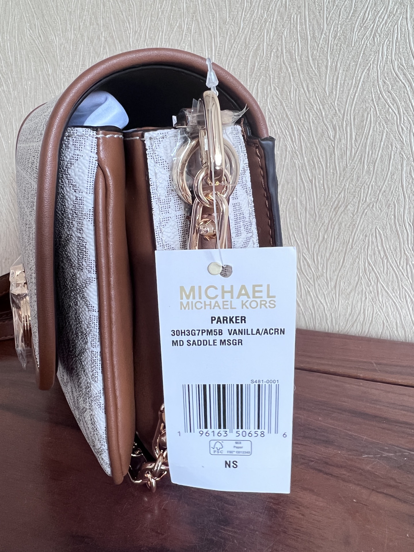 Michael Kors 白鹿同款2022秋季新款 MK Parker 中号链条马鞍包斜挎单肩包 尺寸24-17