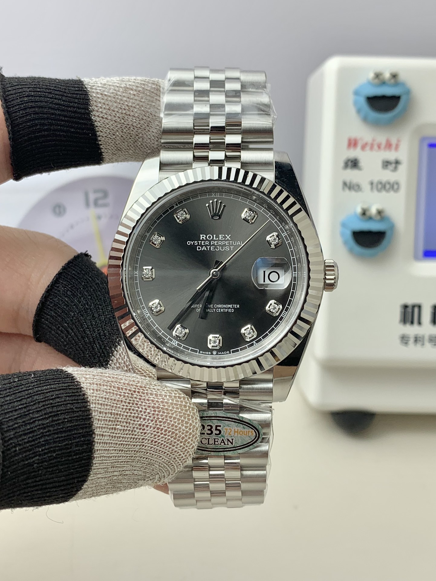 NO:156815,Clean Factory Gray Plate Diamond Log Series 41mm movement!  !  ,christian louboutin19860909Clean厂 灰盘钻钉日志系列 41mm 机芯！！,,christian louboutin,Watch