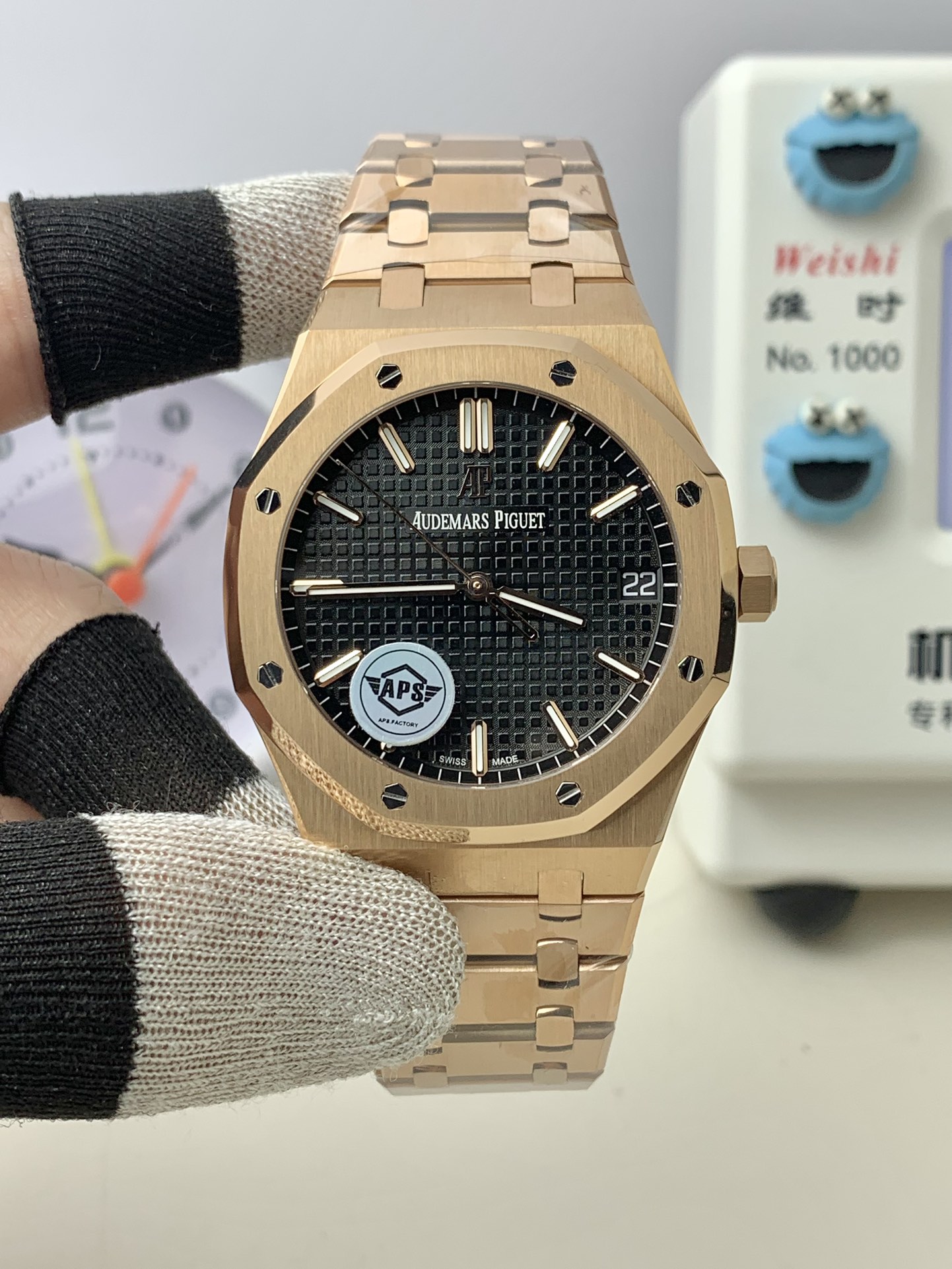 NO:391577,AS Audemars 15500 Rose Gold Black, audemars19860909AS 爱彼15500 玫瑰金黑,,audemars,Watch