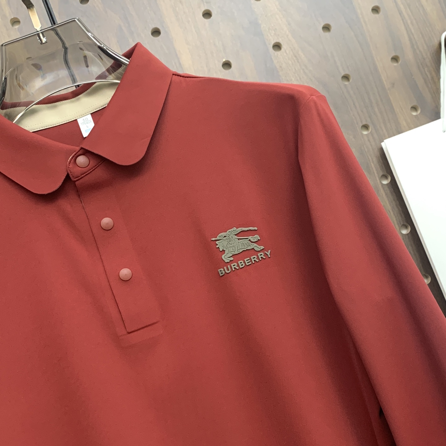 🌾P巴宝莉秋冬25SS【新品】新款长袖翻领T恤Polo，最高版本客供定制高端朱地面料简单时尚款，拼色螺纹