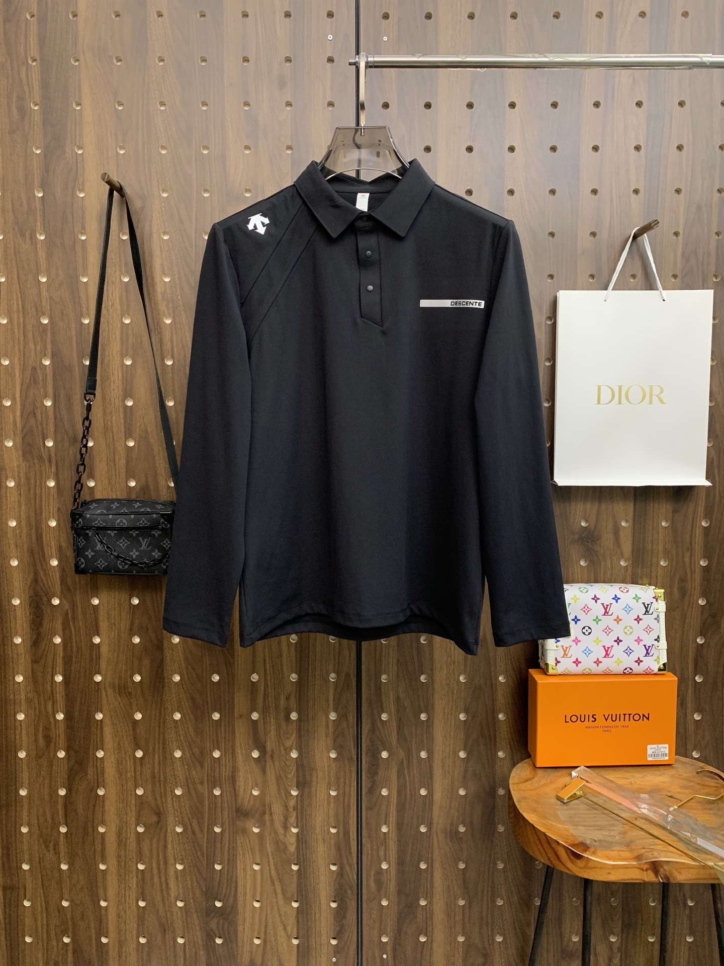 🌾P迪桑特秋冬25SS【新品】新款长袖翻领T恤Polo，最高版本客供定制高端朱地面料简单时尚款，拼色螺纹