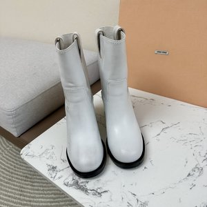 Outlet 1:1 Replica MiuMiu Short Boots Calfskin Cowhide Genuine Leather Fall/Winter Collection