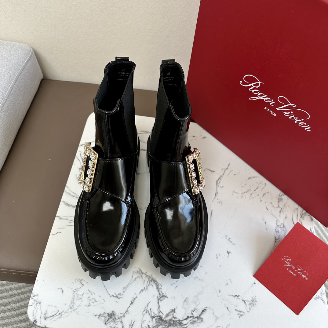 Best Replica
 Roger Vivier Boots Cowhide Fabric Patent Leather Rubber Fall/Winter Collection Vintage