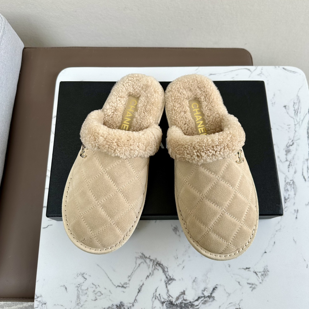 Chanel Shoes Slippers Lambswool Wool