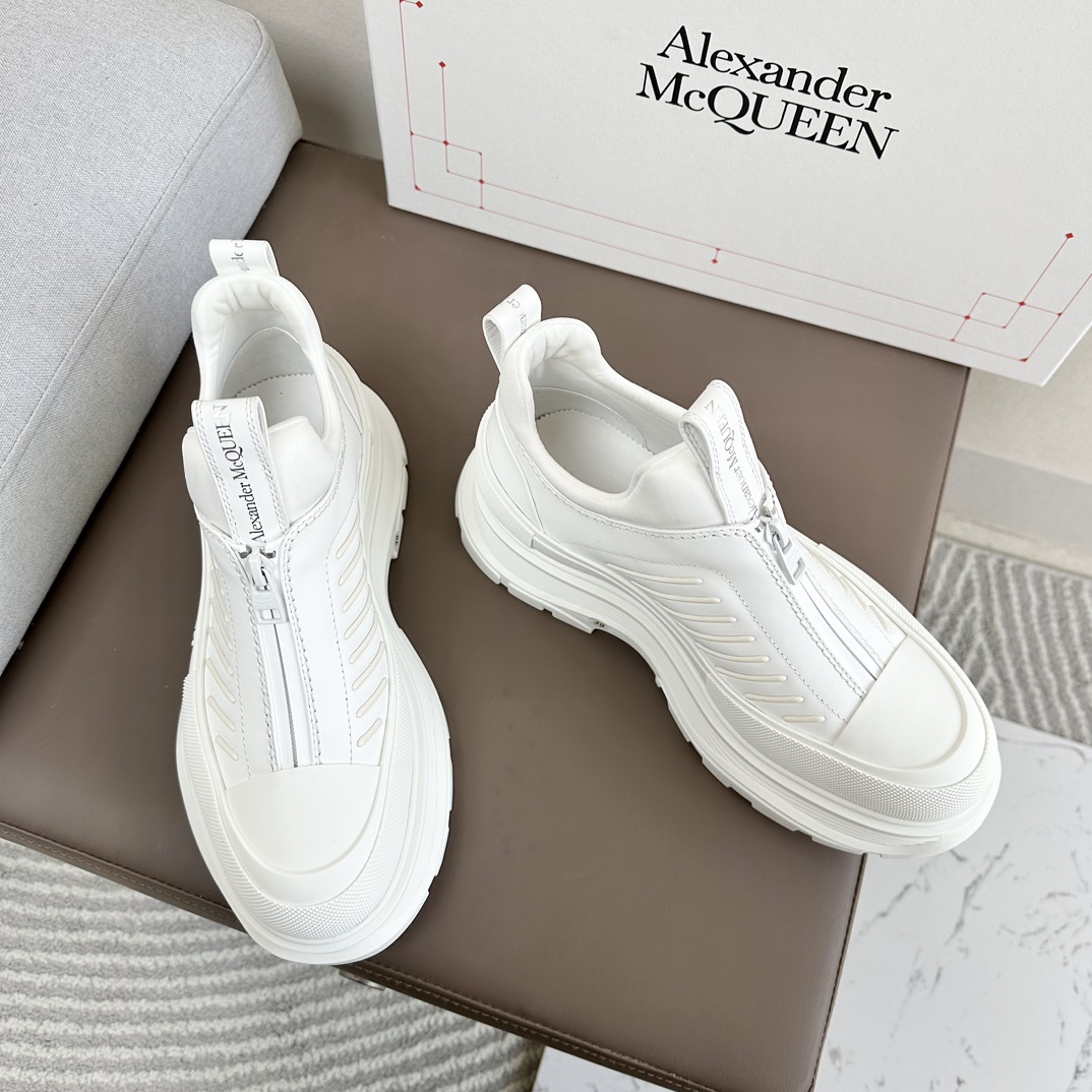 Alexander McQueen Zapatos Zapatillas deportivas Negro Blanco Impresión Universal para hombres y mujeres Algodón Cuero de vaca Caucho Pantalones deportivos