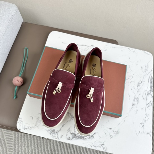 Loro Piana Women's Suede Loafers with Cedar Wood Scented Ornament and Leather Sole 1 Loro Piana Women's Suede Loafers with Cedar Wood Scented Ornament and Leather Sole