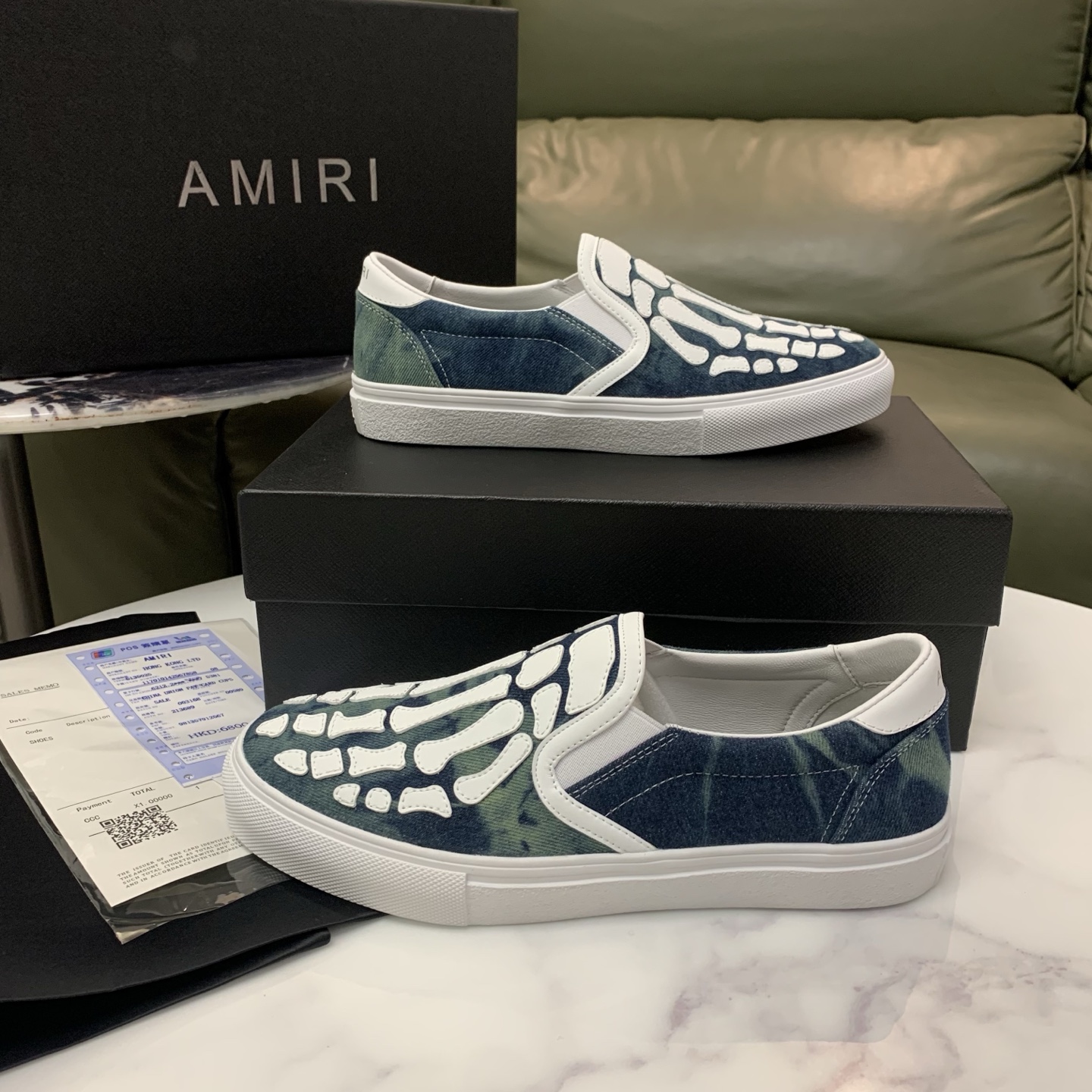 Amiri Men's Bone Design Leather Slip-On Sneakers 9 i1744094383002 7203 0 7