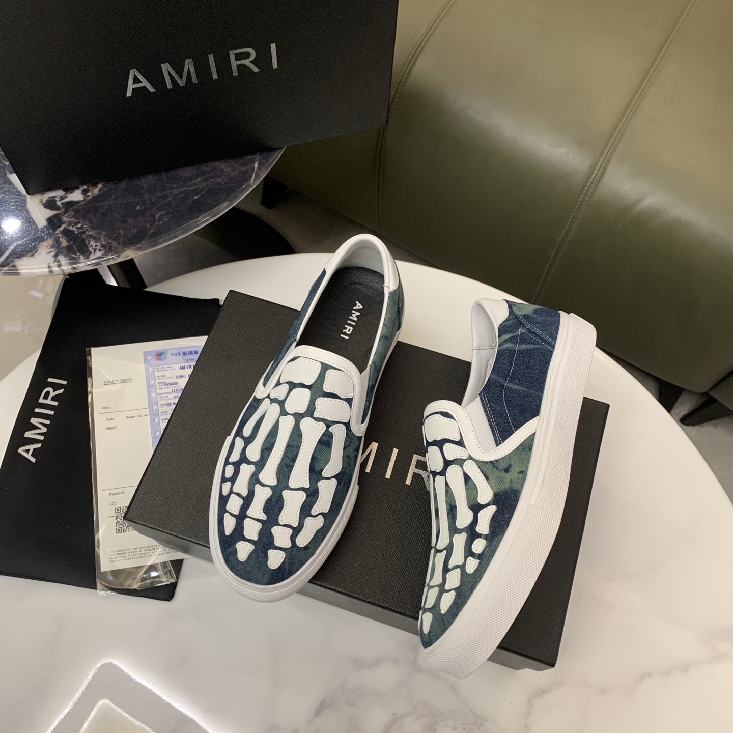 Amiri Men's Bone Design Leather Slip-On Sneakers 5 i1744094383007 3119 0 3