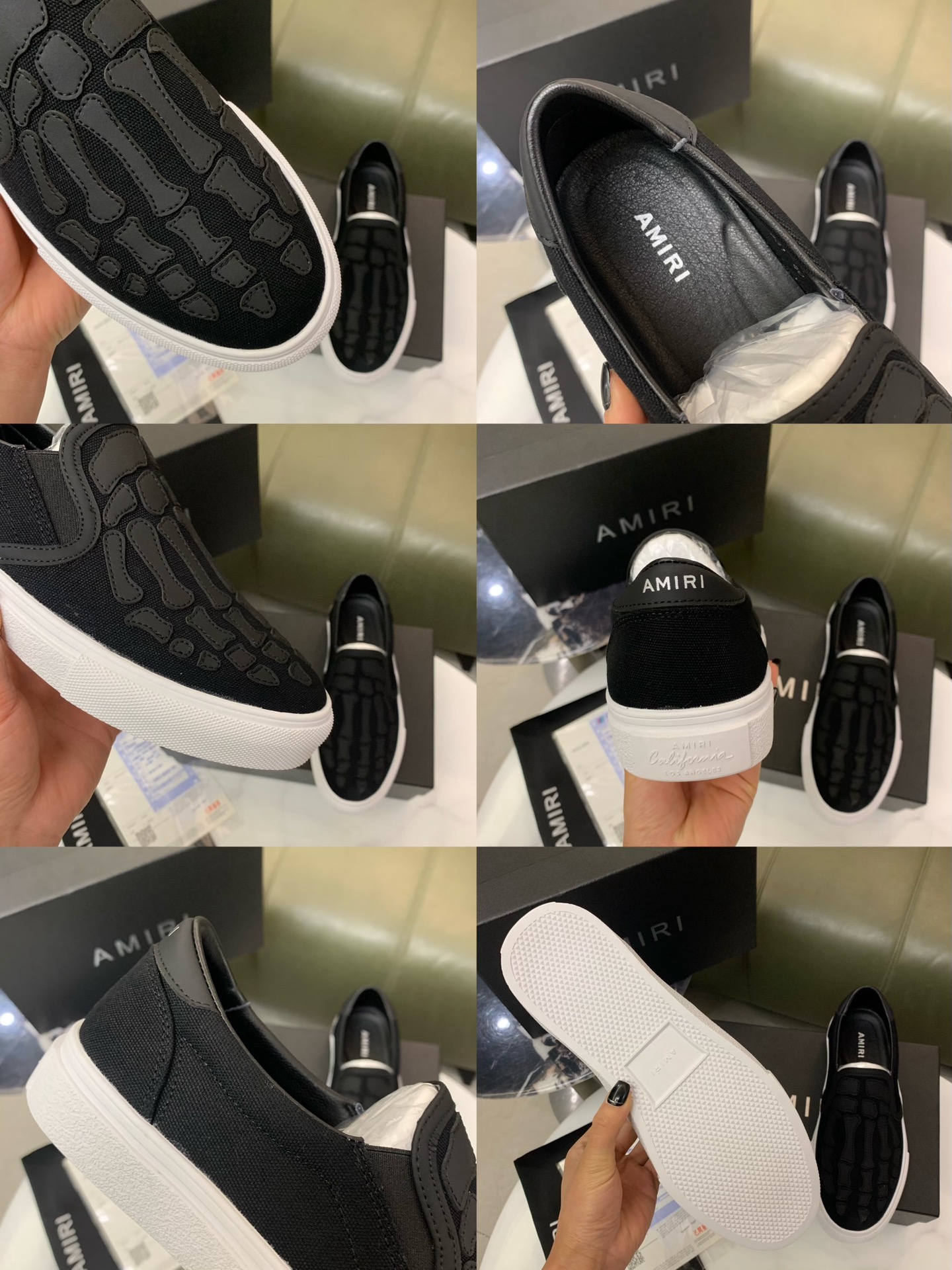Amiri Men's Bone Print Leather Slip-On Sneakers Fashion Casual Shoes 10 i1744094630357 2519 0 8
