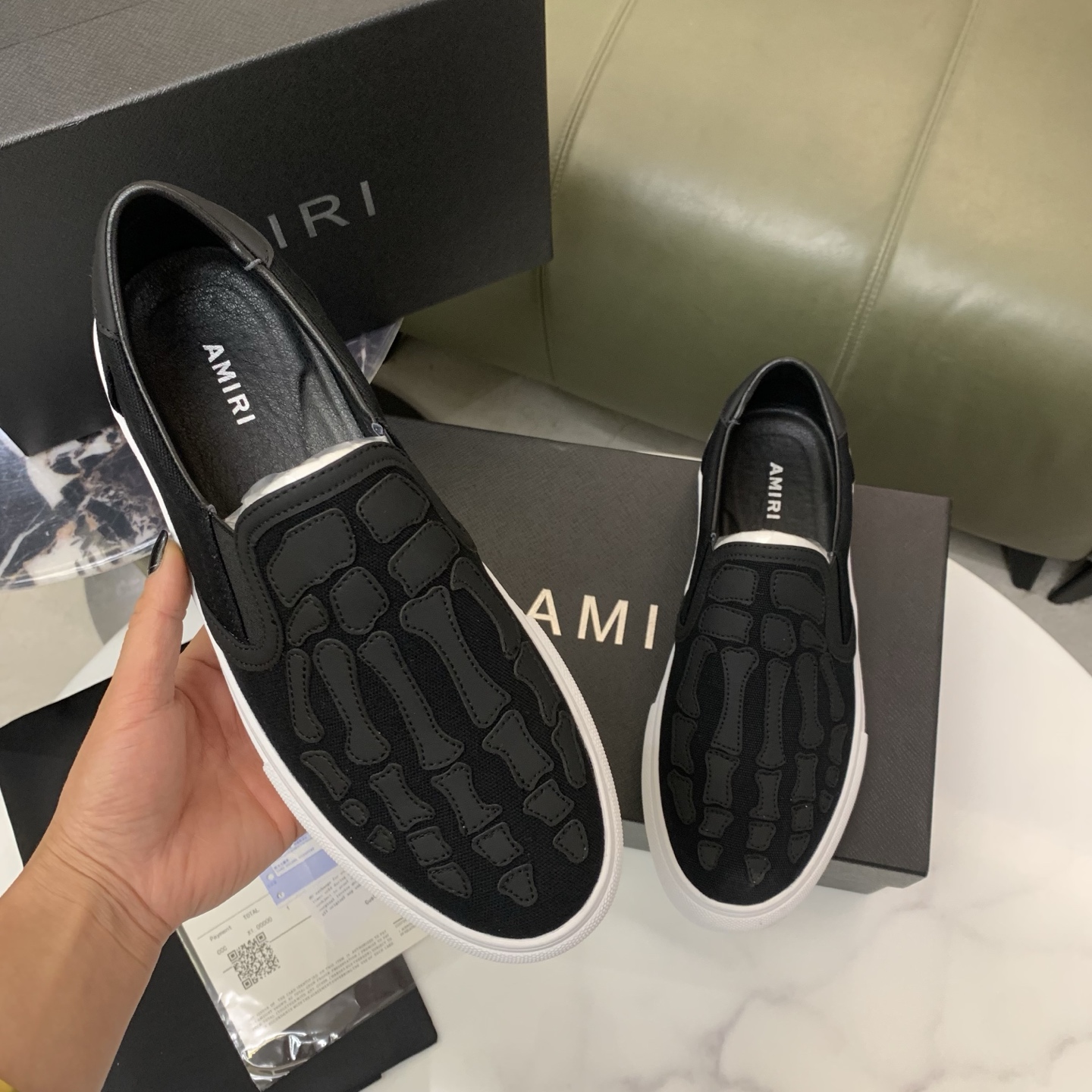 Amiri Men's Bone Print Leather Slip-On Sneakers Fashion Casual Shoes 6 i1744094630803 1278 0 4