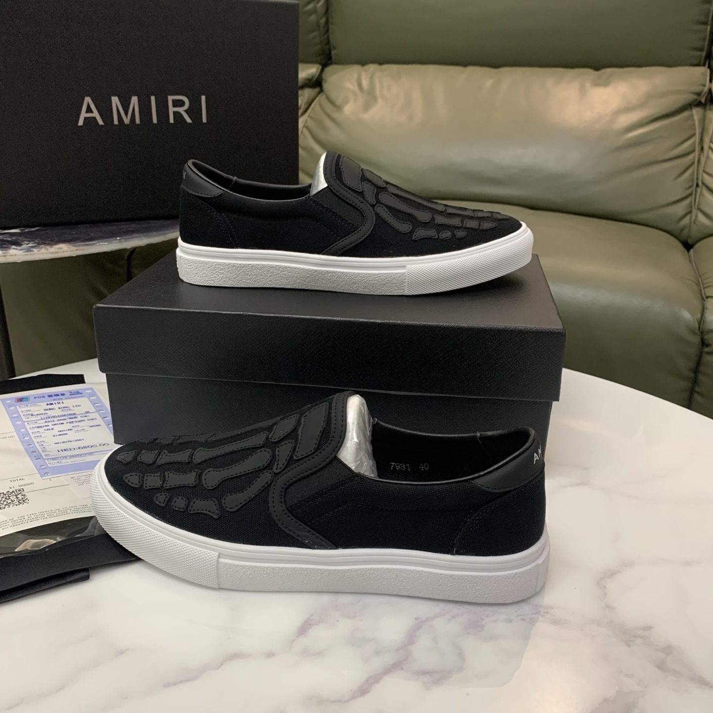 Amiri Men's Bone Print Leather Slip-On Sneakers Fashion Casual Shoes 9 i1744094630808 5998 0 7