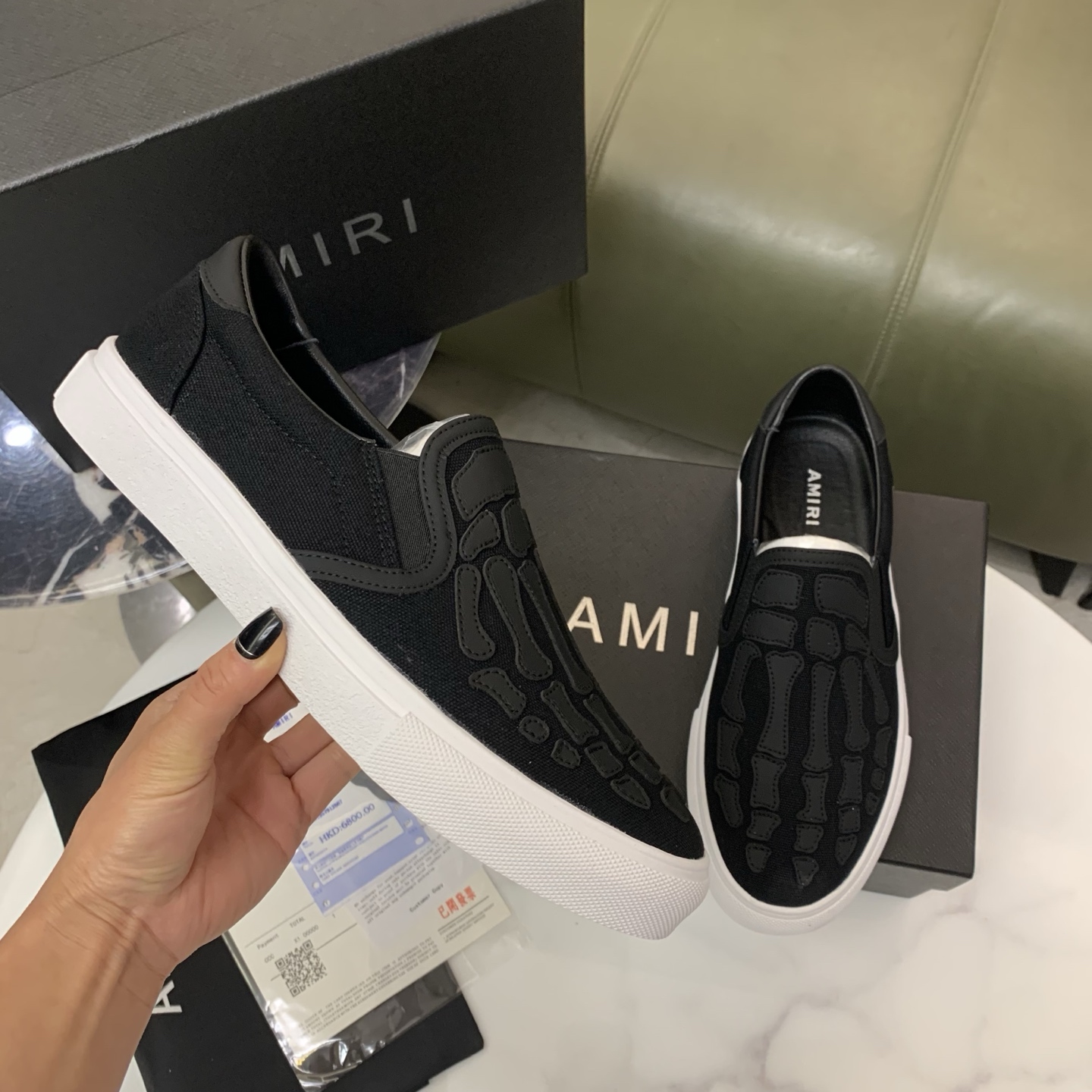 Amiri Men's Bone Print Leather Slip-On Sneakers Fashion Casual Shoes 7 i1744094630969 4880 0 5