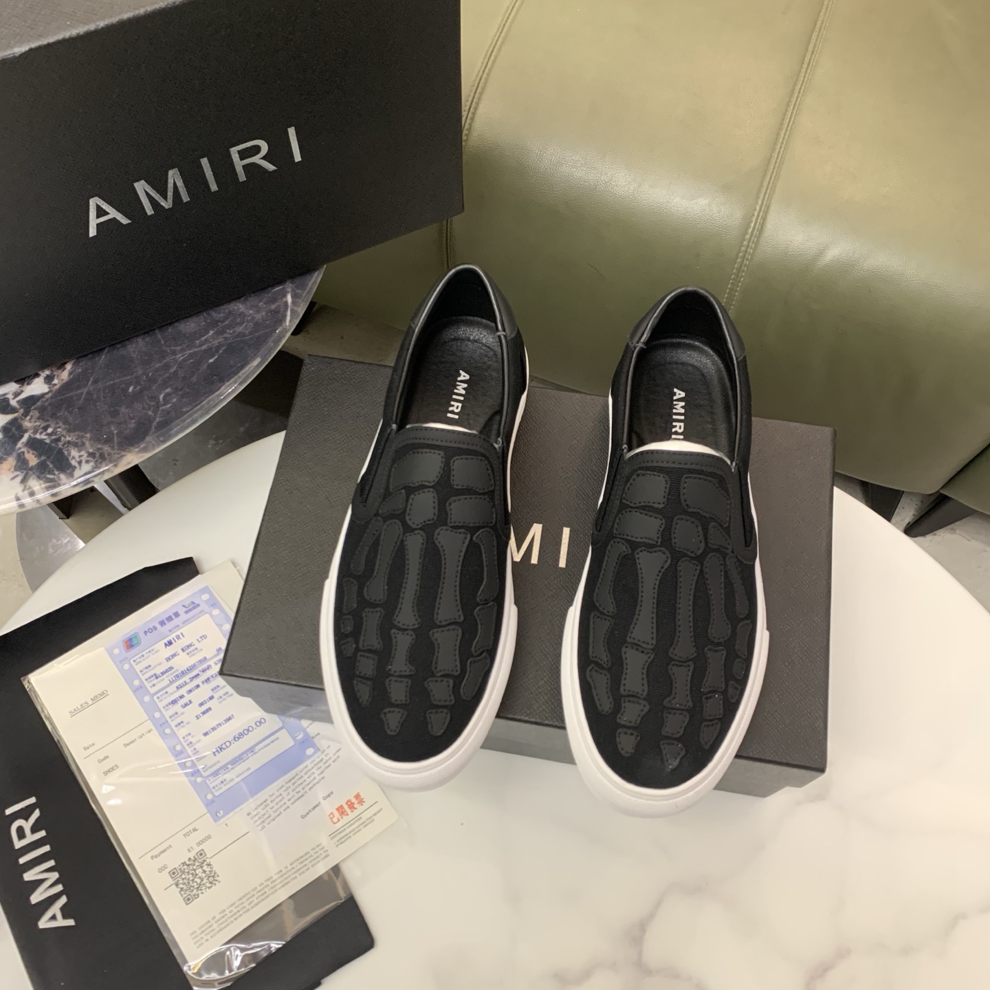 Amiri Men's Bone Print Leather Slip-On Sneakers Fashion Casual Shoes 3 i1744094630997 3076 0 1