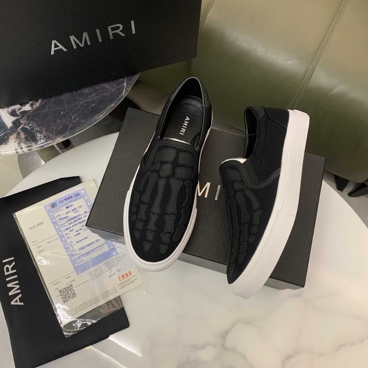 Amiri Men's Bone Print Leather Slip-On Sneakers Fashion Casual Shoes 5 i1744094634308 2328 0 3