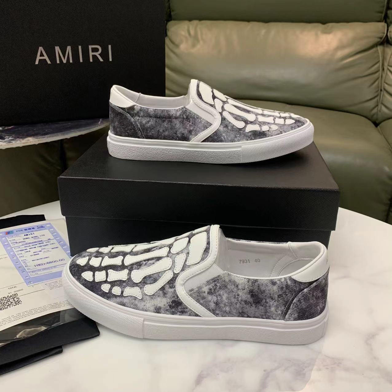 AMIRI Men's Bone Design Leather Slip-On Loafers, Stylish and Comfortable 9 i1744094879588 8235 0 7