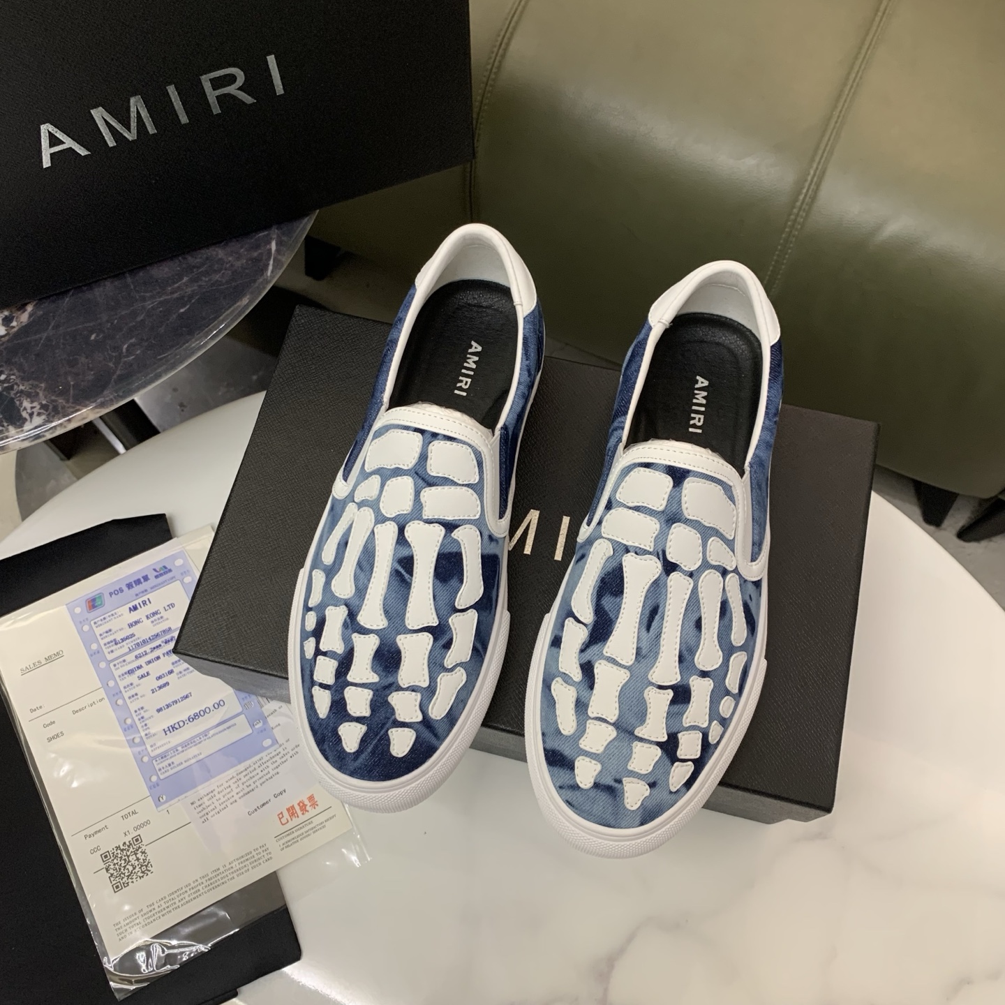Amiri Men's Bone Print Slip-On Sneakers - Leather, Comfortable & Stylish 3 i1744094964117 4524 0 1