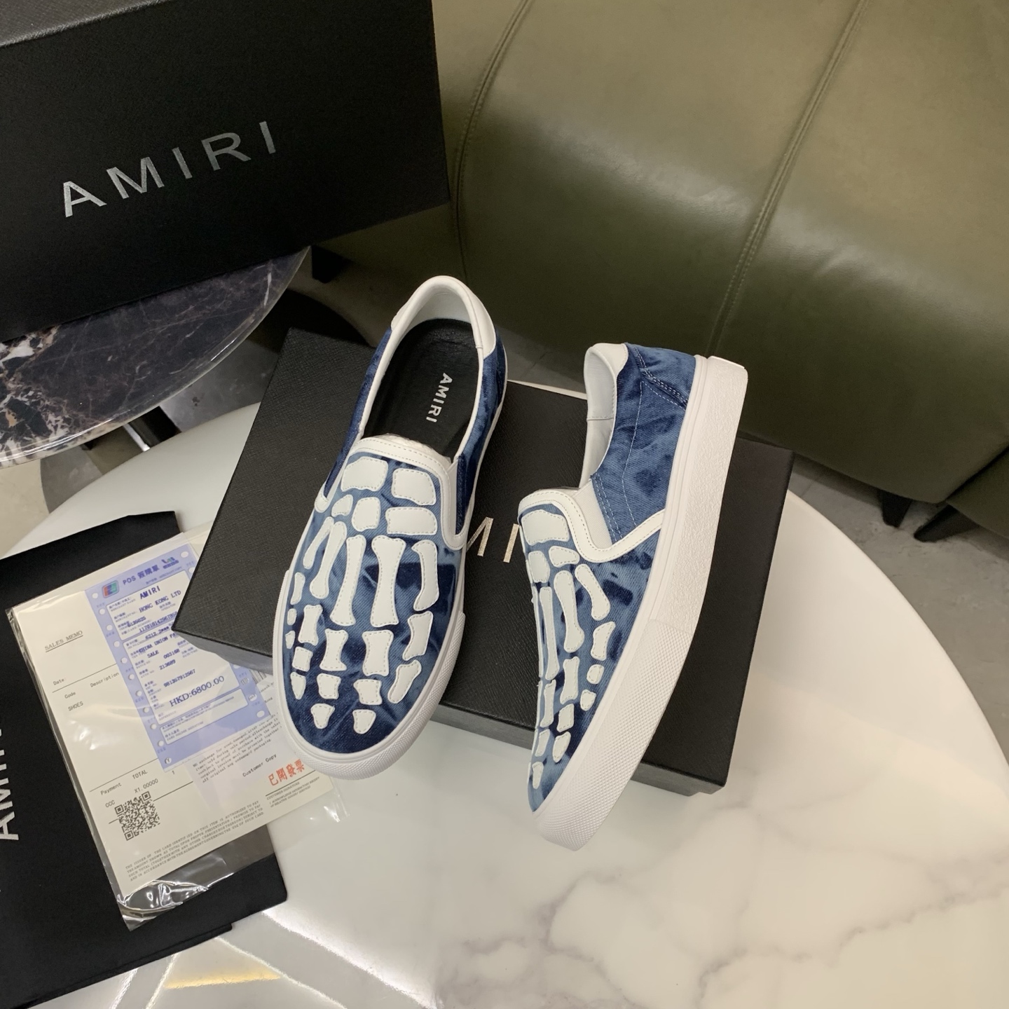 Amiri Men's Bone Print Slip-On Sneakers - Leather, Comfortable & Stylish 5 i1744094964210 6980 0 3