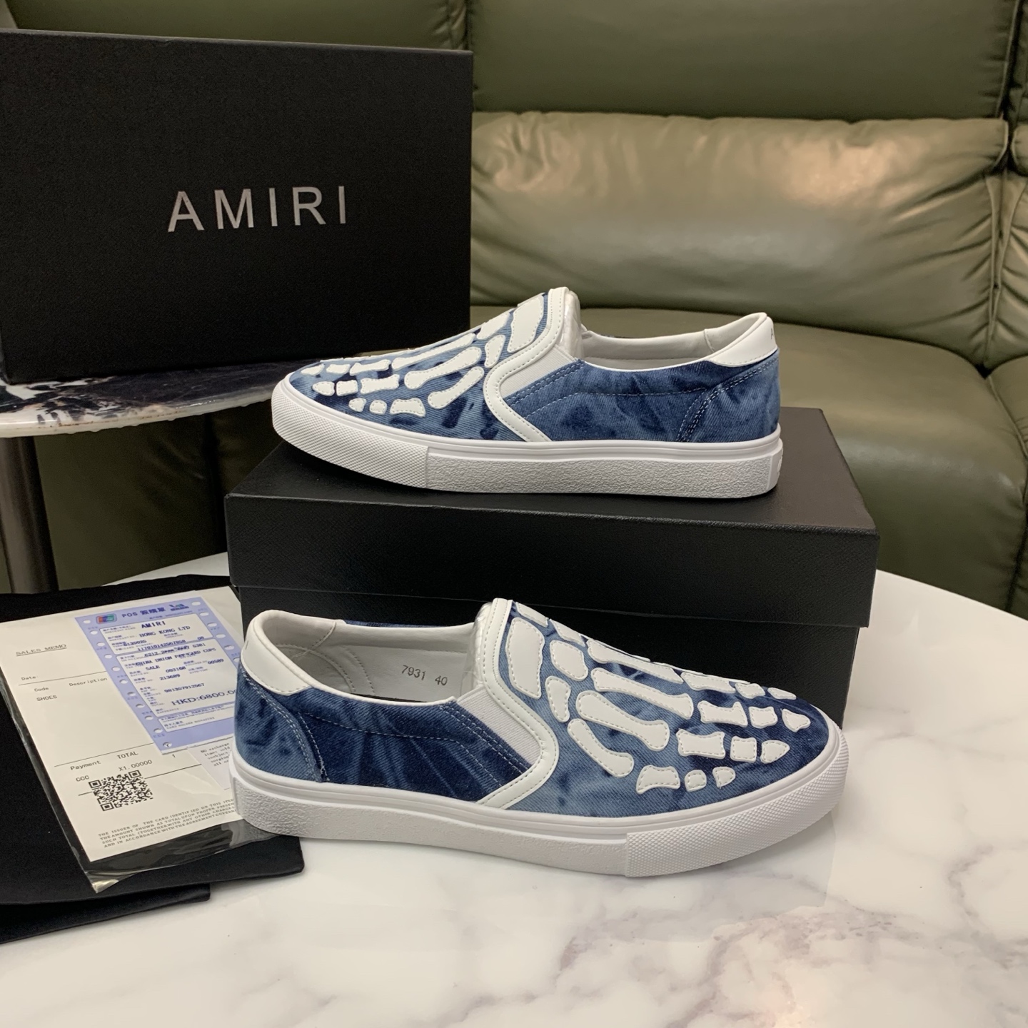 Amiri Men's Bone Print Slip-On Sneakers - Leather, Comfortable & Stylish 9 i1744094964240 3010 0 7