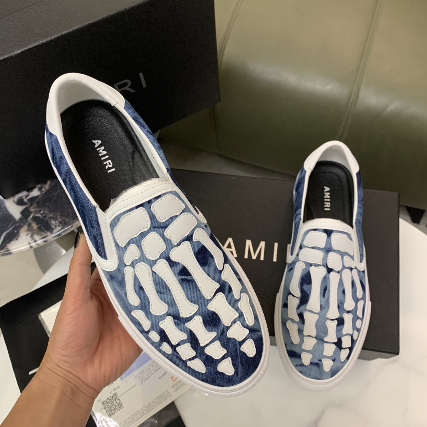 Amiri Men's Bone Print Slip-On Sneakers - Leather, Comfortable & Stylish 6 i1744094970660 4344 0 4
