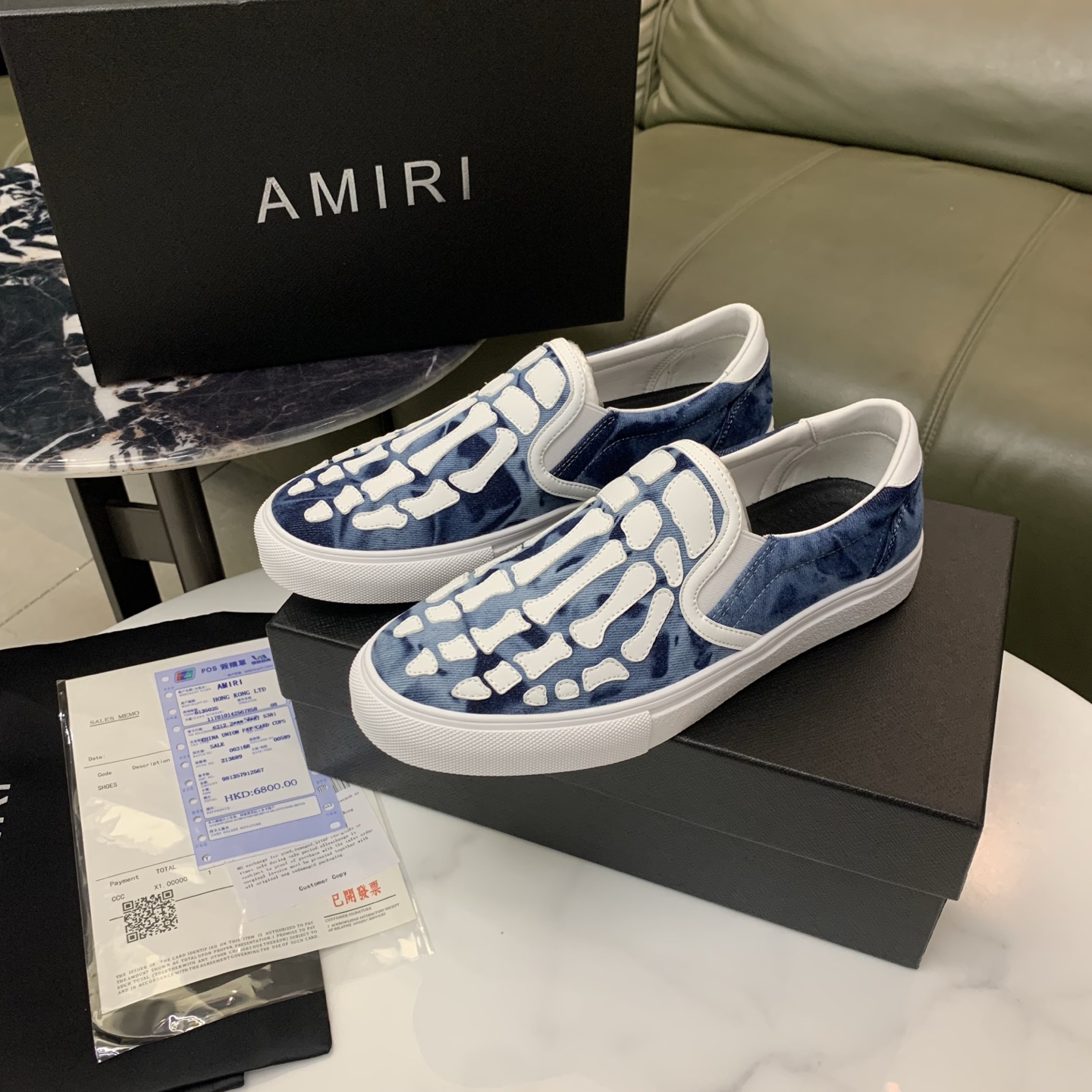 Amiri Men's Bone Print Slip-On Sneakers - Leather, Comfortable & Stylish 4 i1744094970665 8997 0 2