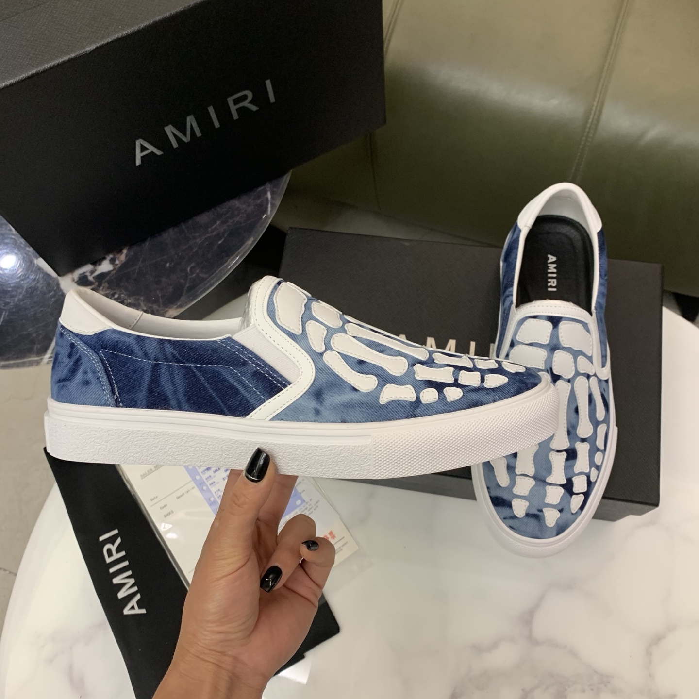 Amiri Men's Bone Print Slip-On Sneakers - Leather, Comfortable & Stylish 8 i1744094970730 5355 0 6