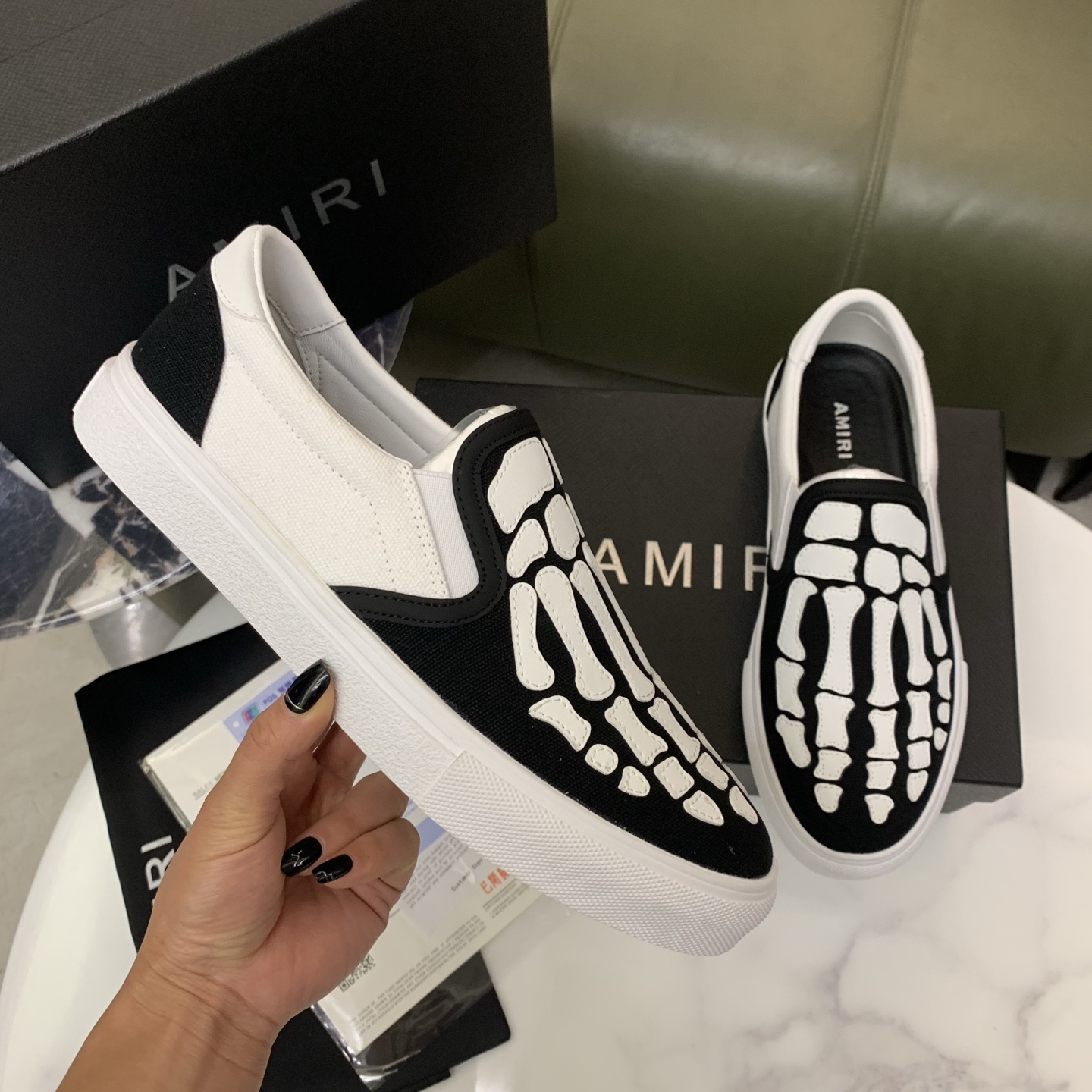 AMIRI Men's Bone Design Leather Slip-On Loafers, Fashionable and Breathable 7 i1744095043423 9647 0 5