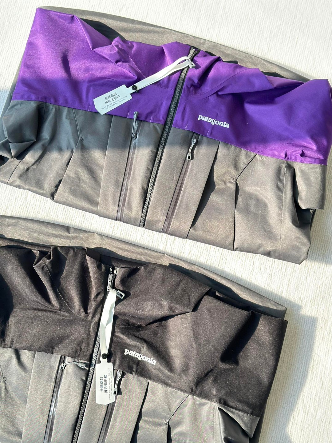 patagonia巴塔哥尼亚 Women's River Salt Jacket 字母印花拼接撞色连帽飞钓夹克外套 紫色 黑灰色S M L XL