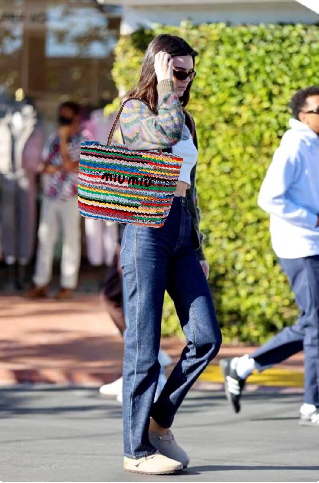 Miu Miu Hot model! miumiu rainbow tote shopping bag